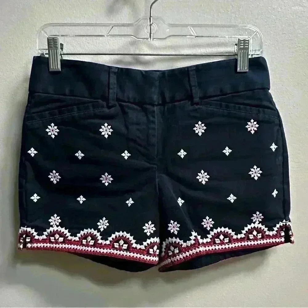 NEW | Ann Taylor LOFT The Riviera Shorts | Navy Embroidered | Women’s Size 00 - Picture 1 of 8